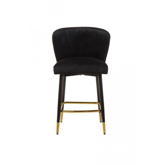 Half-bar soft chair on metal legs Vetro B-126 black corduroy