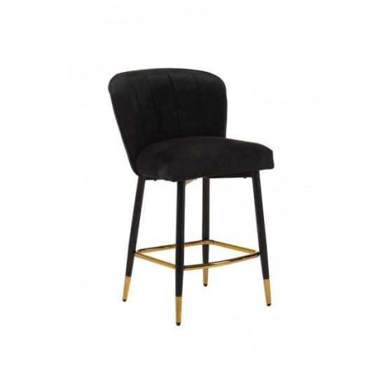 Half-bar soft chair on metal legs Vetro B-126 black corduroy