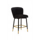 Half-bar soft chair on metal legs Vetro B-126 black corduroy