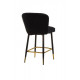 Half-bar soft chair on metal legs Vetro B-126 black corduroy