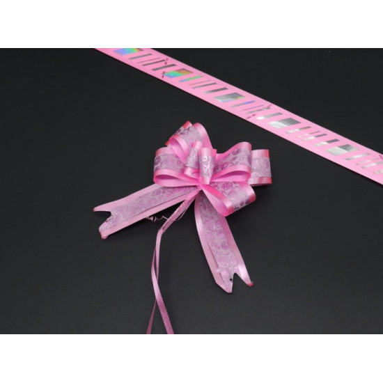 Gift bow with drawstrings decorated with a pattern Light pink (BN-623)