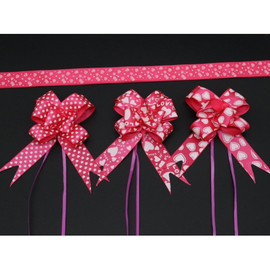 Gift bow on puffs with hearts Red (BN-624-14)