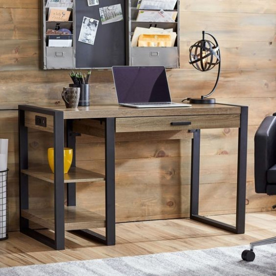 Modern office desk in Loft style with shelves