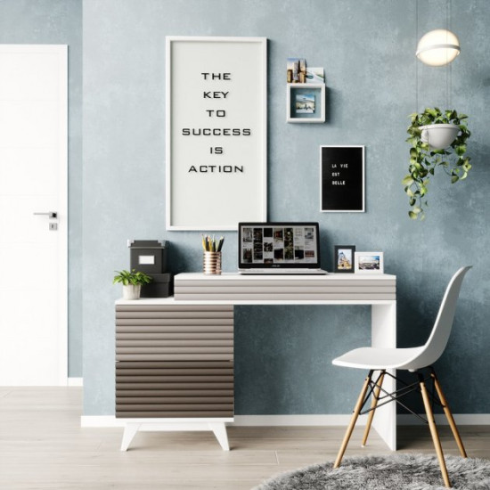 Office desk Fenster Companit White/Cocoa