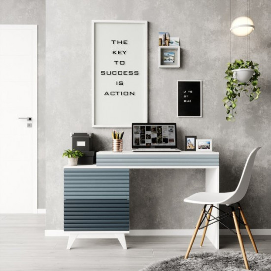 Office desk Fenster Companit White/Azure