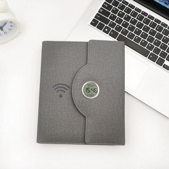 Reusable notepad diary SmartPad with clock and wireless charging and backlight Gray