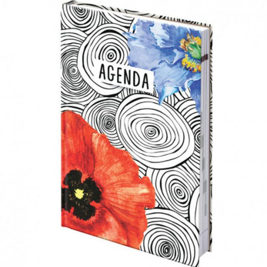 Undated diary Brunnen Agenda Grafo Red flower A5 73-796 68 06 19