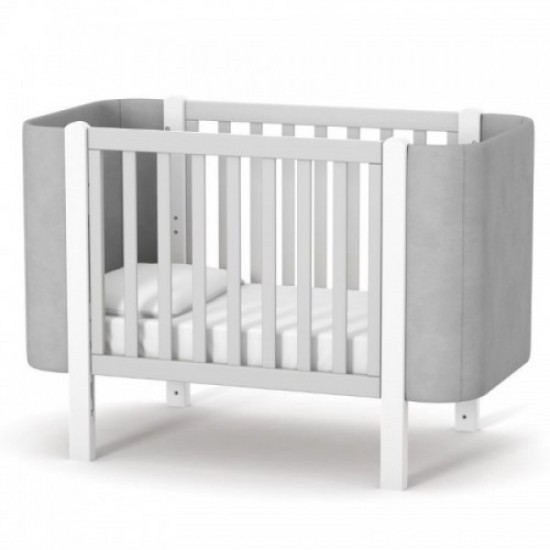 Baby crib made of natural wood Monaco LD5 Velor white with gray Veres (without mattress)