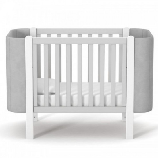 Baby crib made of natural wood Monaco LD5 Velor white with gray Veres (without mattress)