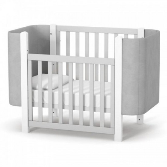 Baby crib made of natural wood Monaco LD5 Velor white with gray Veres (without mattress)