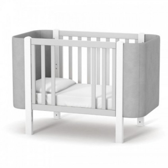 Baby crib made of natural wood Monaco LD5 Velor white with gray Veres (without mattress)