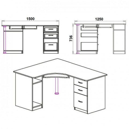 Computer corner table Companit SU-9 apple tree