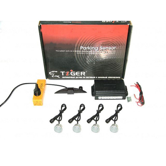 Parking sensors AS TIGER TG-P4LED 4 dates SLIM Black/Silver D=20mm (set). 50517