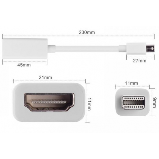 Адаптер-перетворювач для MacBook IMac ноутбуків ПК Mini DisplayPort в HDMI, білий