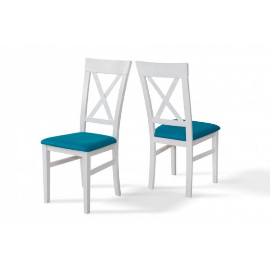 Wooden chair with backrest Mix Furniture Cross white/turquoise