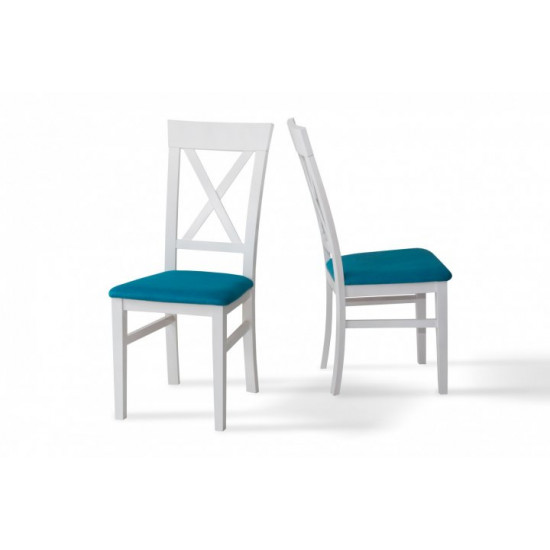 Wooden chair with backrest Mix Furniture Cross white/turquoise