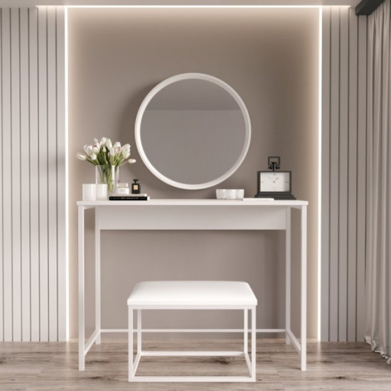 Dressing table with mirror and bench Fenster Visage 2 White