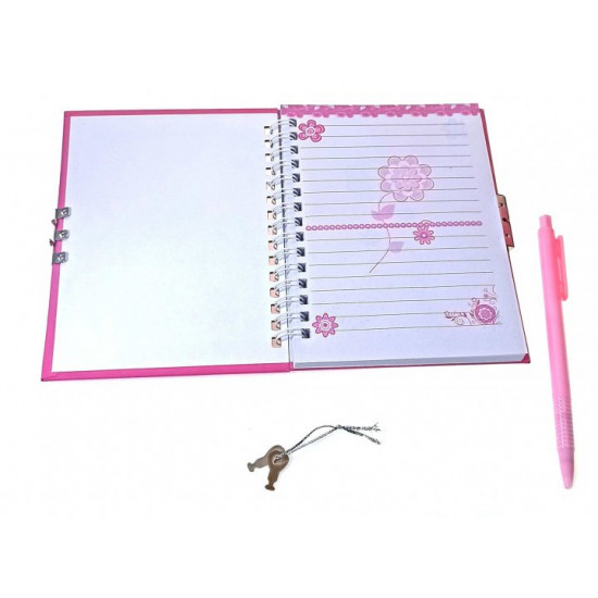 Notebook for girls with lock and pen 18x19x2 cm 34211B