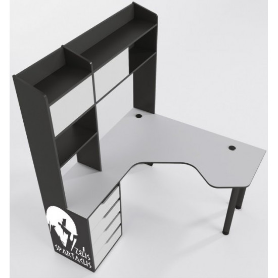 Corner gaming desk Spartak Zeus black + white