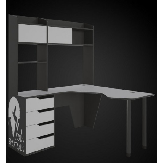 Corner gaming desk Spartak Zeus black + white