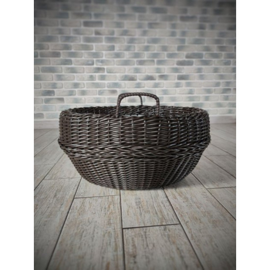 Basic wicker basket with strong handmade artificial rattan handles 30 l