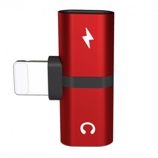 Перехідник розгалужувач Ulanzi 2 в 1 для iPhone Lightning (зарядка + навушники) Red (48235)