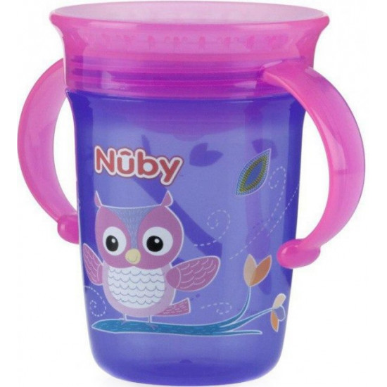 Cup 360 sippy cup Nuby with handles and lid purple 240 ml (NV0414001prpl)