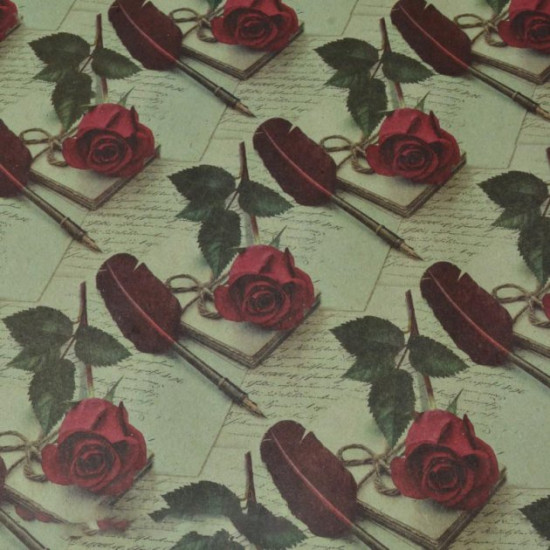 Kraft packaging paper Roses, Beige, 70x100 cm, 1 sheet (UPK-035600) Polimex