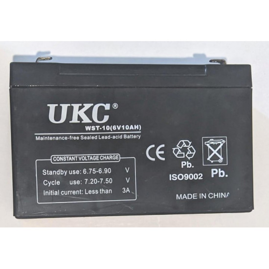 Acid battery 6V 10Ah UKC Battery WST-10V