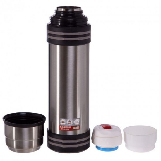 Термос сталевий Zelart Vacum Cup Coffee CY-24 об'єм 1500 мл Silver-Black