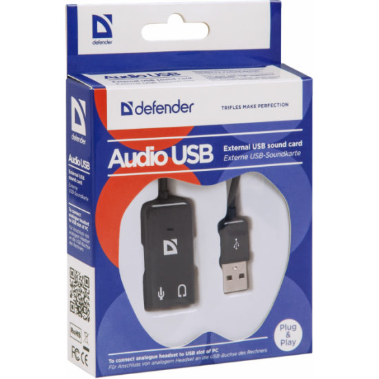 Adapter for headphones Defender Audio USB 2x3.5mm jack ->USB (63002) (6103749)