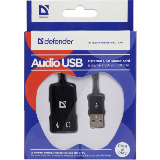 Adapter for headphones Defender Audio USB 2x3.5mm jack ->USB (63002) (6103749)