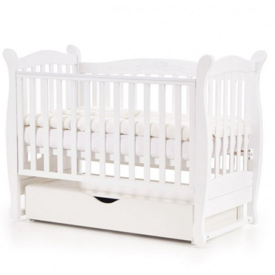 Baby crib Veres Sonya LD15 White transverse pendulum with drawer