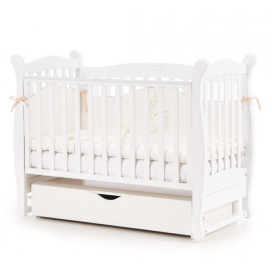 Baby crib Veres Sonya LD15 White transverse pendulum with drawer