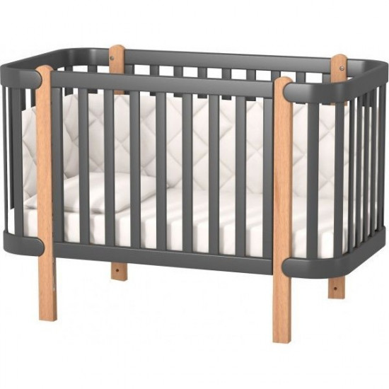 Baby crib made of natural wood Monaco LD5 dark gray Veres (without mattress)