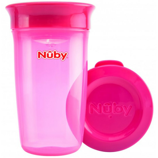 Cup 360 sippy cup Nuby transparent with pink lid 300 ml (NV0414003pnk)