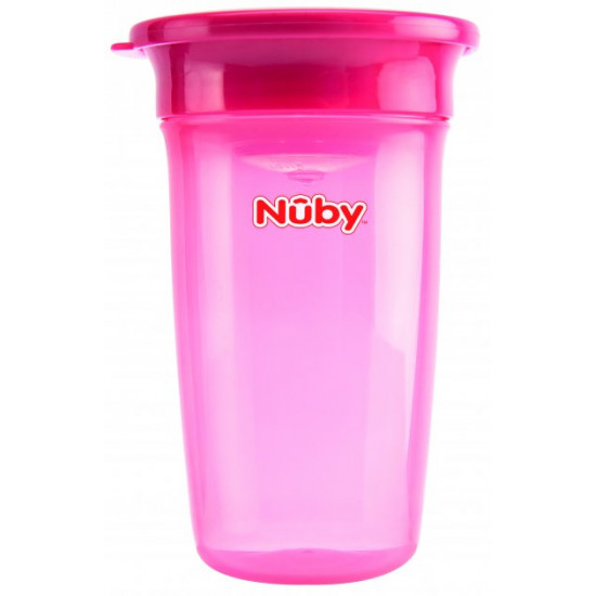 Cup 360 sippy cup Nuby transparent with pink lid 300 ml (NV0414003pnk)