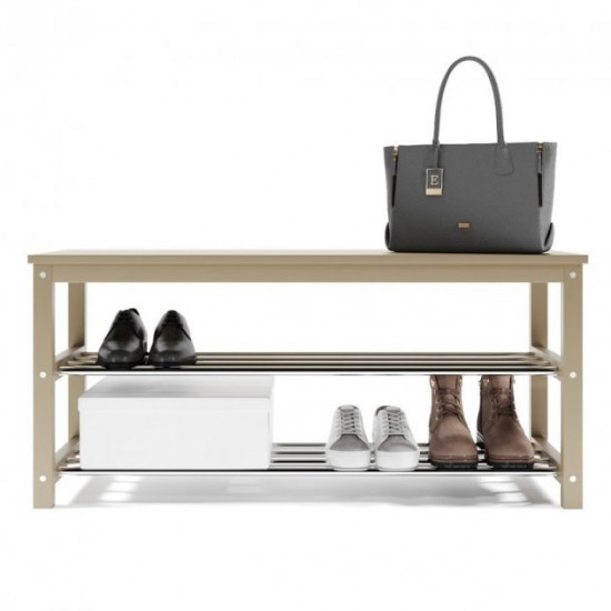 Bench with shelves for shoes Fenster “NVD-04” 102x32x48 cm. Cappuccino