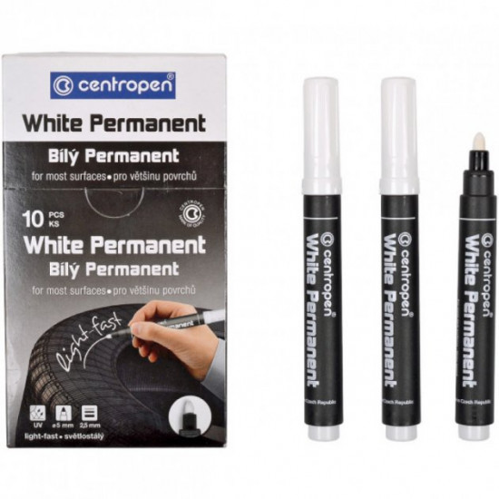 Centropen marker permanent white thick art.8586