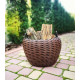 Beautiful basket with handles for firewood made of handmade artificial rattan 20 l