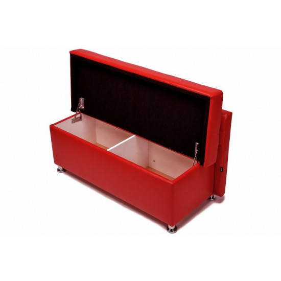 Sovalle Glasgow bench with drawer, red eco-leather 0128-08