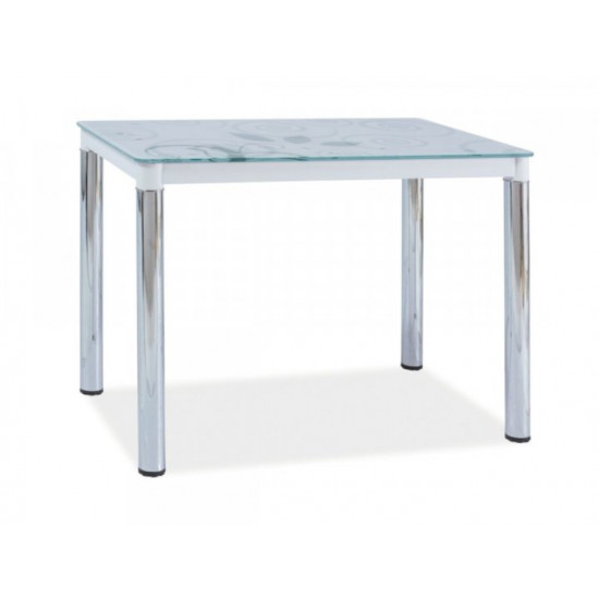 Kitchen glass non-folding table with chrome legs Vetro Omar white