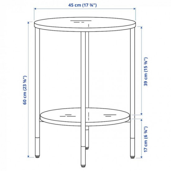  Журнальний столик IKEA ASPEROD 45 см чорний (104.621.80)