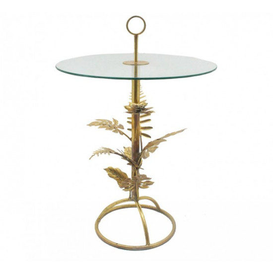 Decorative coffee table with glass top gold metal