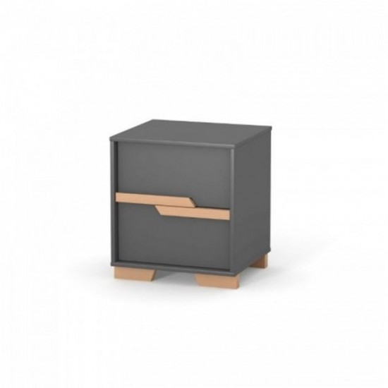 Bedside table Veres Seattle 450 made of chipboard and wood, dark gray/beech