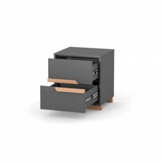 Bedside table Veres Seattle 450 made of chipboard and wood, dark gray/beech