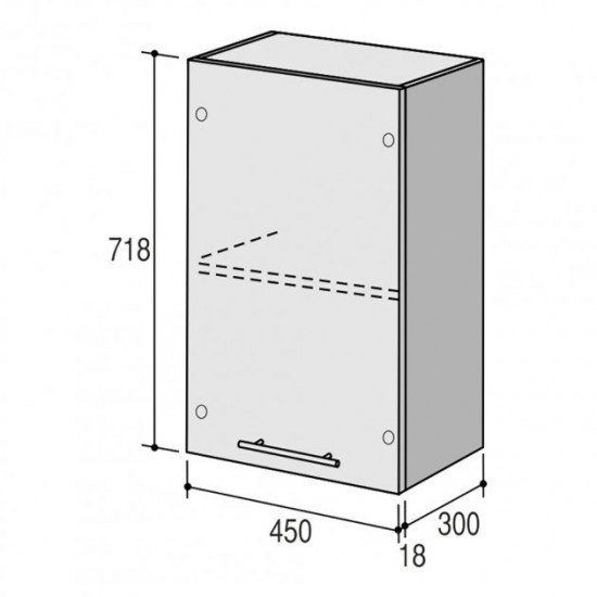 Upper kitchen module Roko Runa 45x30x71.8 cm Avalanche mat (MV 45x71.8)