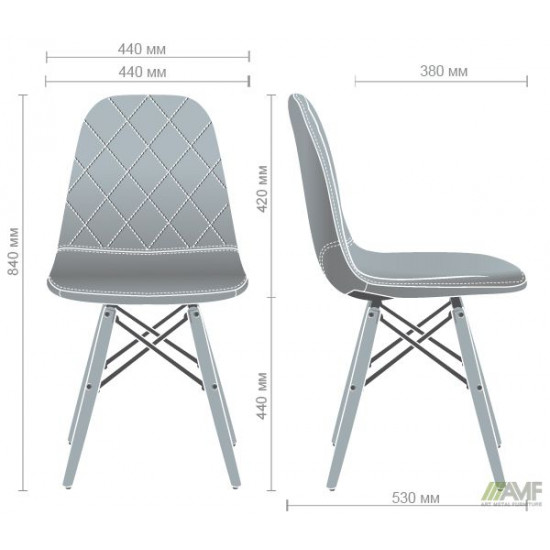 Dining chair Lorenzo 840*440*530 Wood/Textile, color beech/lilac AMF