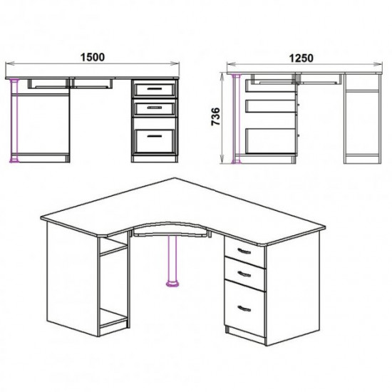 Computer desk SU-9 Kompanit Nymphea alba