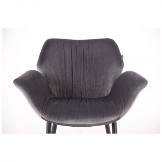 Armchair AMF Alphabet M black / shadow gray velor, black steel frame